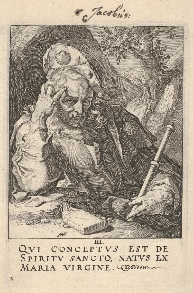 St. James the Great, from "Christ, the Apostles and St. Paul with the Creed" by Hendrick Goltzius, print, 1584-1594