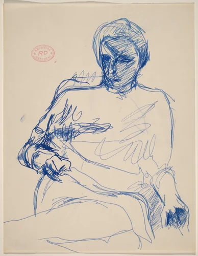Untitled [seated woman grasping with her right hand] by Richard Diebenkorn, drawing, 1955-1967