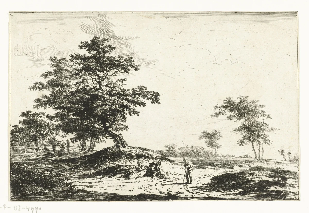 Landschap met rustende figuren by Hermanus van Brussel, print, 1800-1815