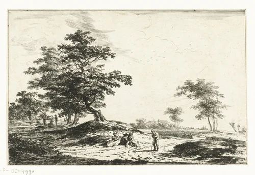 Landschap met rustende figuren by Hermanus van Brussel, print, 1800-1815