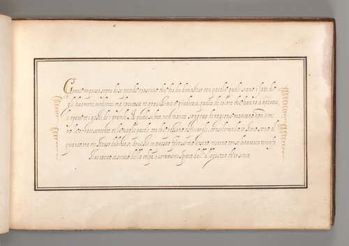 Calligraphic Exercise in Italian by anonymous, book, 1600-1625