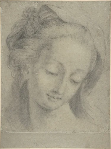 Head of a Woman by anonymous, drawing, 1650-1700
