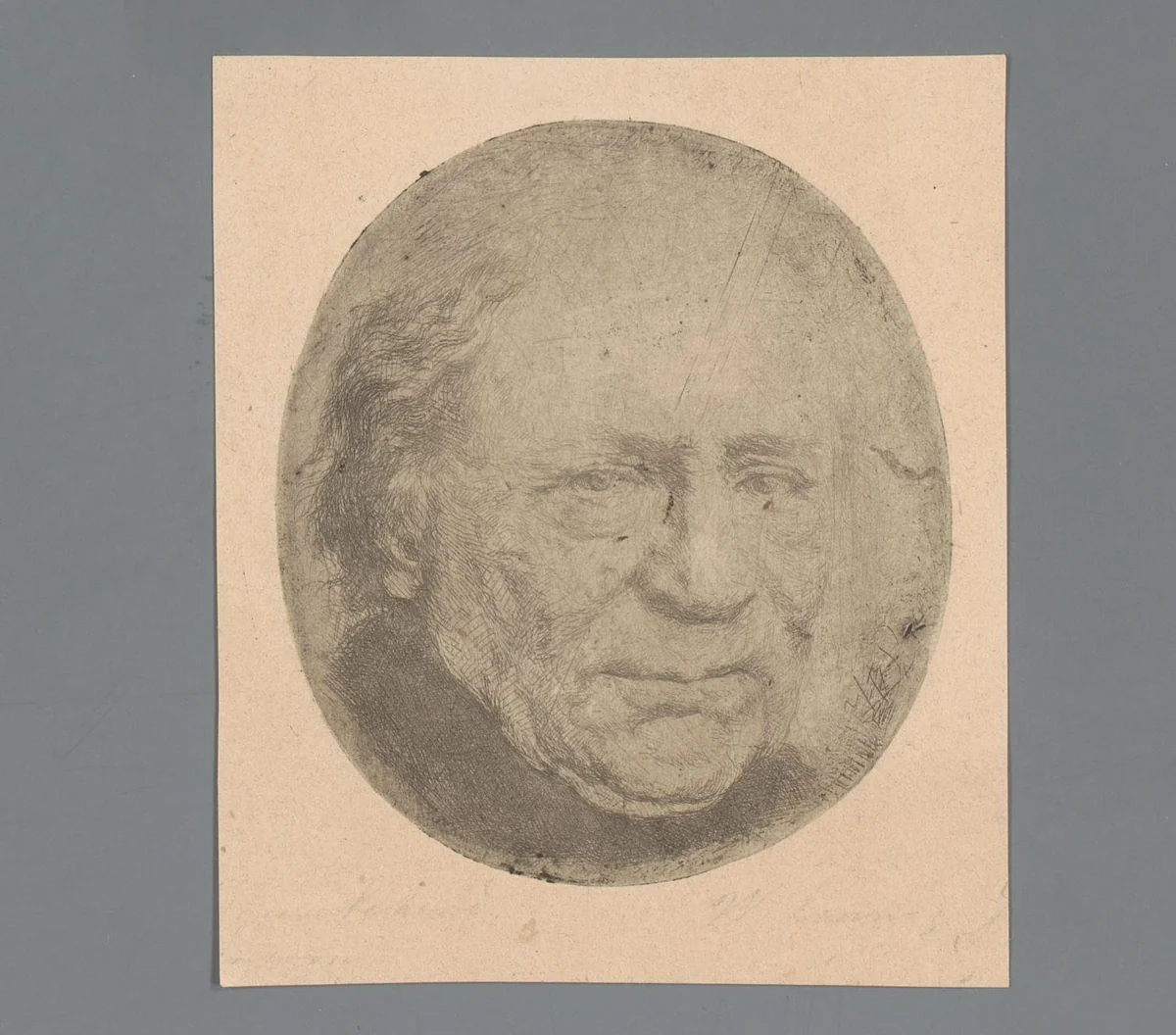 Portret van een onbekende man by Willem Linnig, print, 1852-1889
