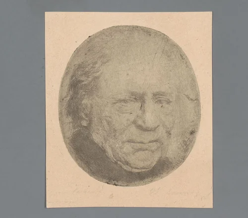 Portret van een onbekende man by Willem Linnig, print, 1852-1889