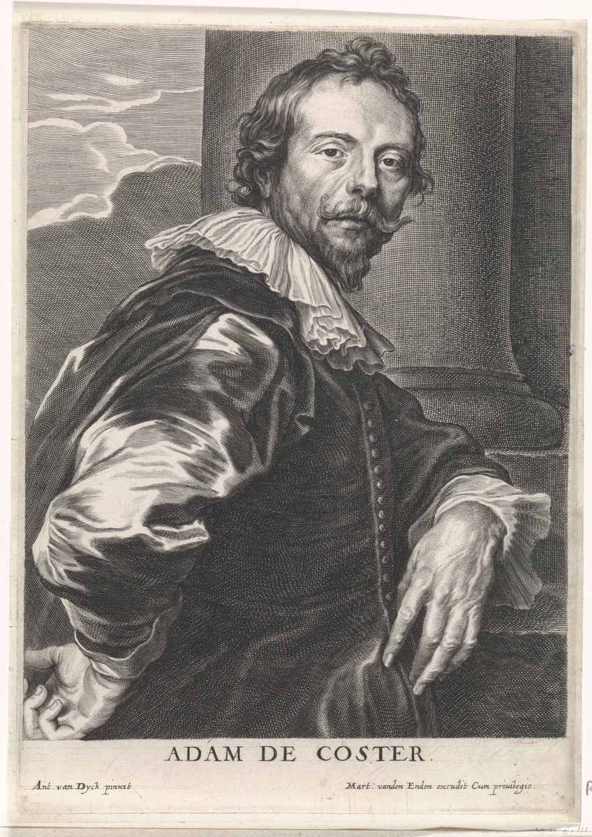 Portret van Adam de Coster by Pieter de Jode, print, 1628-1670