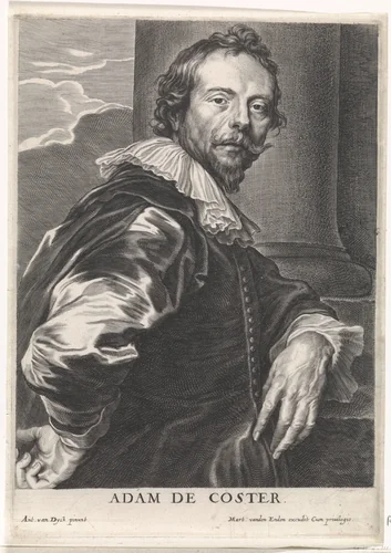 Portret van Adam de Coster by Pieter de Jode, print, 1628-1670