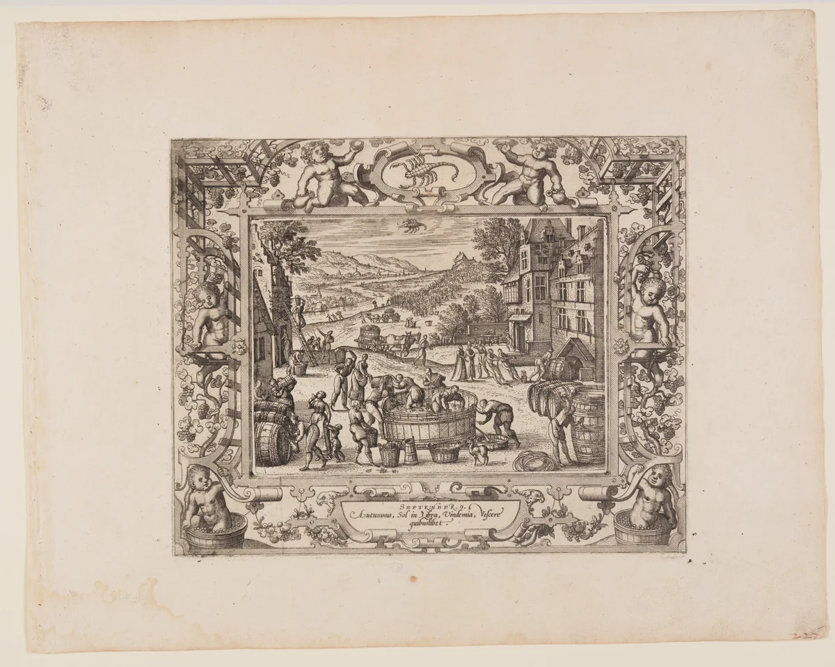 September, from The Twelve Months by Pieter van der Borcht, print, 1574