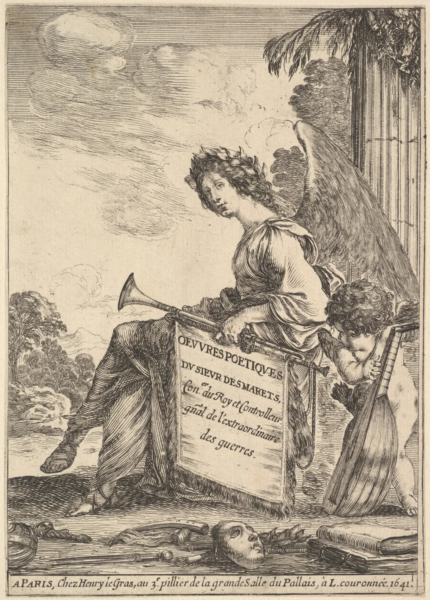 Frontispiece for "Poems by Desmarets" (Oeuvres poétiques de Desmarets) by Stefano della Bella, print, 1641