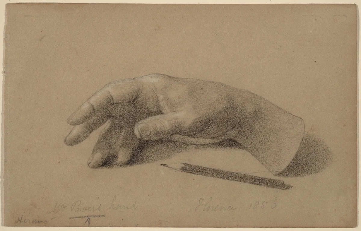 Study of a Hand by Hiram Powers, drawing, 1856