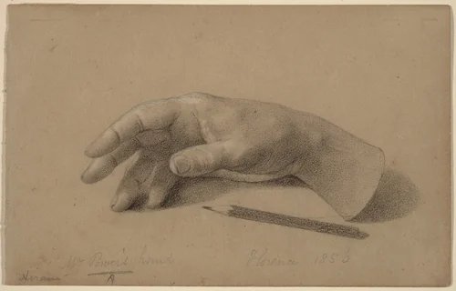 Study of a Hand by Hiram Powers, drawing, 1856