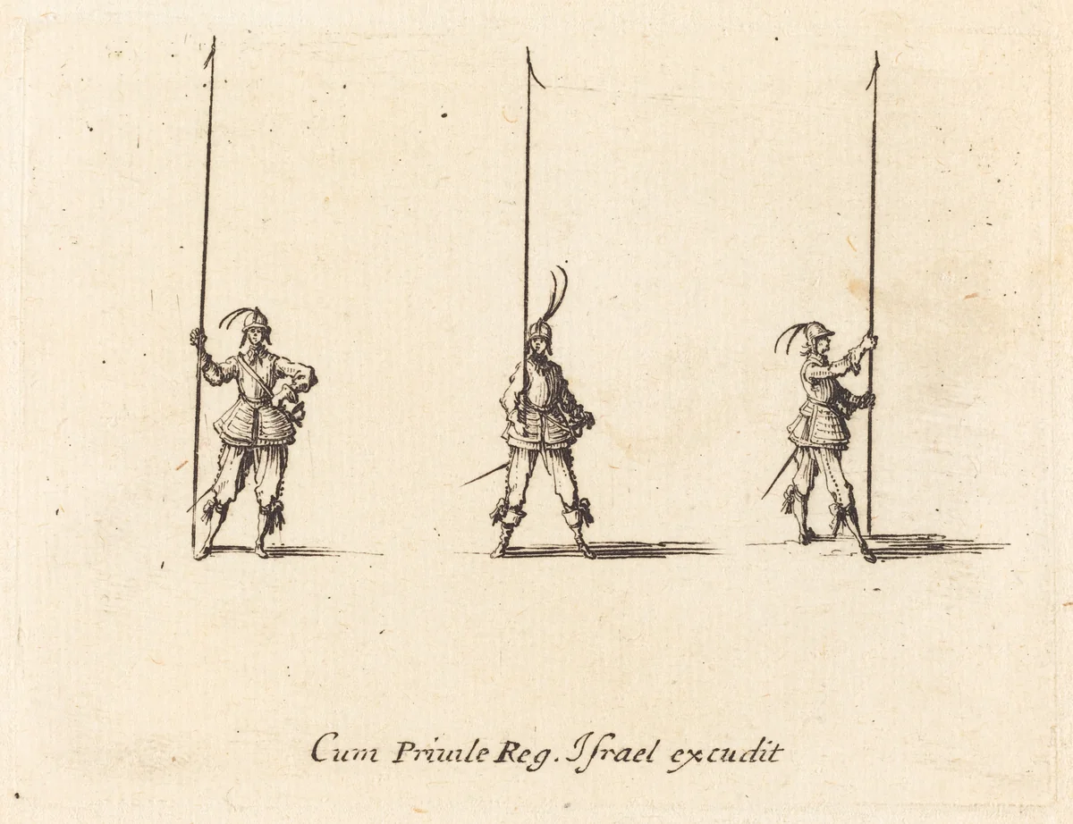 Drill with Raised Pikes by Jacques Callot, print, 1634-1635