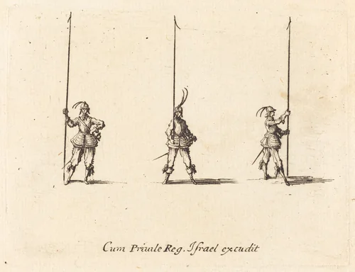 Drill with Raised Pikes by Jacques Callot, print, 1634-1635