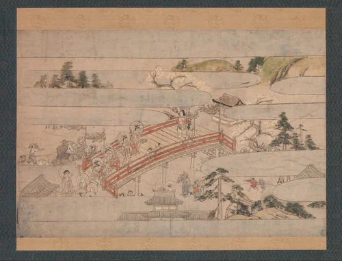 The Final Scene from A Long Tale for an Autumn Night (Aki no yonaga monogatari) by Unidentified Artist, painting, 1390-1410