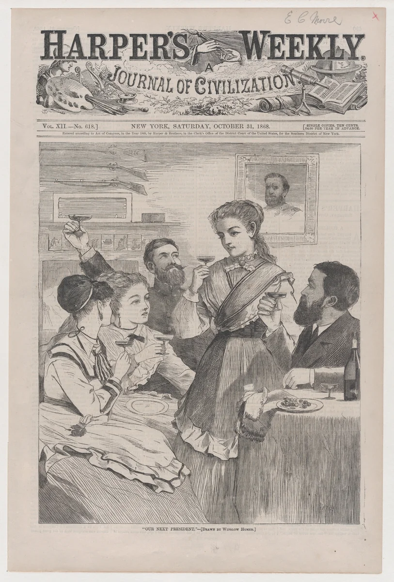 "Our Next President" (from "Harper's Weekly," Vol. XII) by Winslow Homer, print, 1868