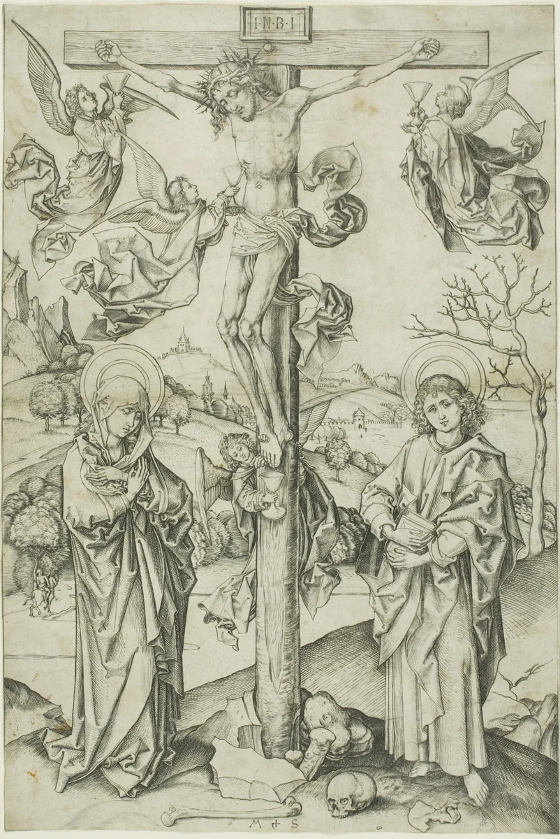 The Crucifixion with Four Angels by Martin Schongauer, print, 1450-1491