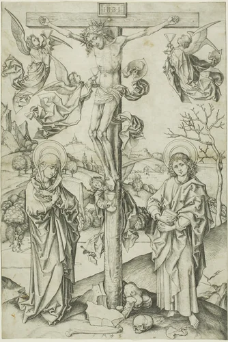 The Crucifixion with Four Angels by Martin Schongauer, print, 1450-1491