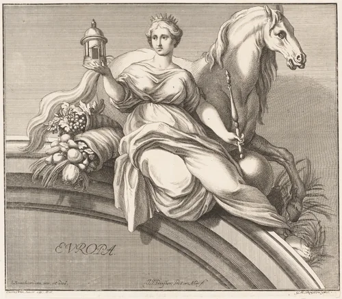 Allegory of Europe, from "The Four Continents" by Johann Justin Preissler, print, 1730-1771