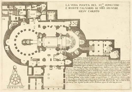 Plan of the Holy Sepulchre and Mount Calvary by Jacques Callot, print, 1619