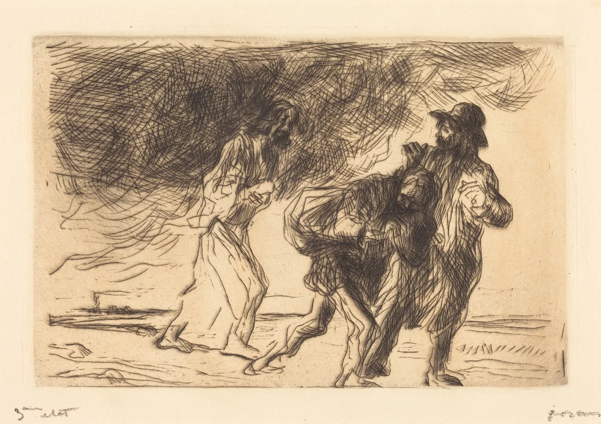La route d'Emmaüs (1ère planche) (The Road to Emmaus) (first plate) by Jean-Louis Forain, print, 1902-1907