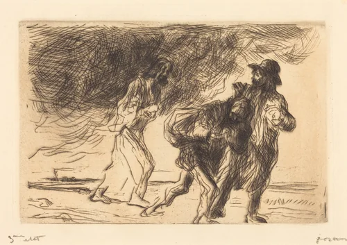 La route d'Emmaüs (1ère planche) (The Road to Emmaus) (first plate) by Jean-Louis Forain, print, 1902-1907