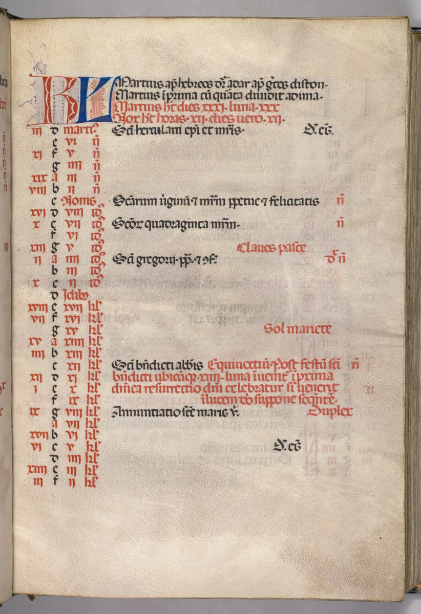 Missale: Fol. 4r: March Calendar Page by Bartolommeo Caporali, book, 1469