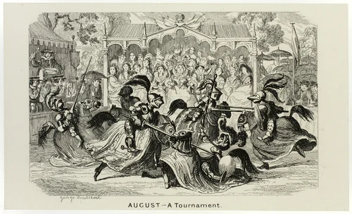 August - A Tournament from George Cruikshank's Steel Etchings to The Comic Almanacks: 1835-1853 by George Cruikshank, print, 1840