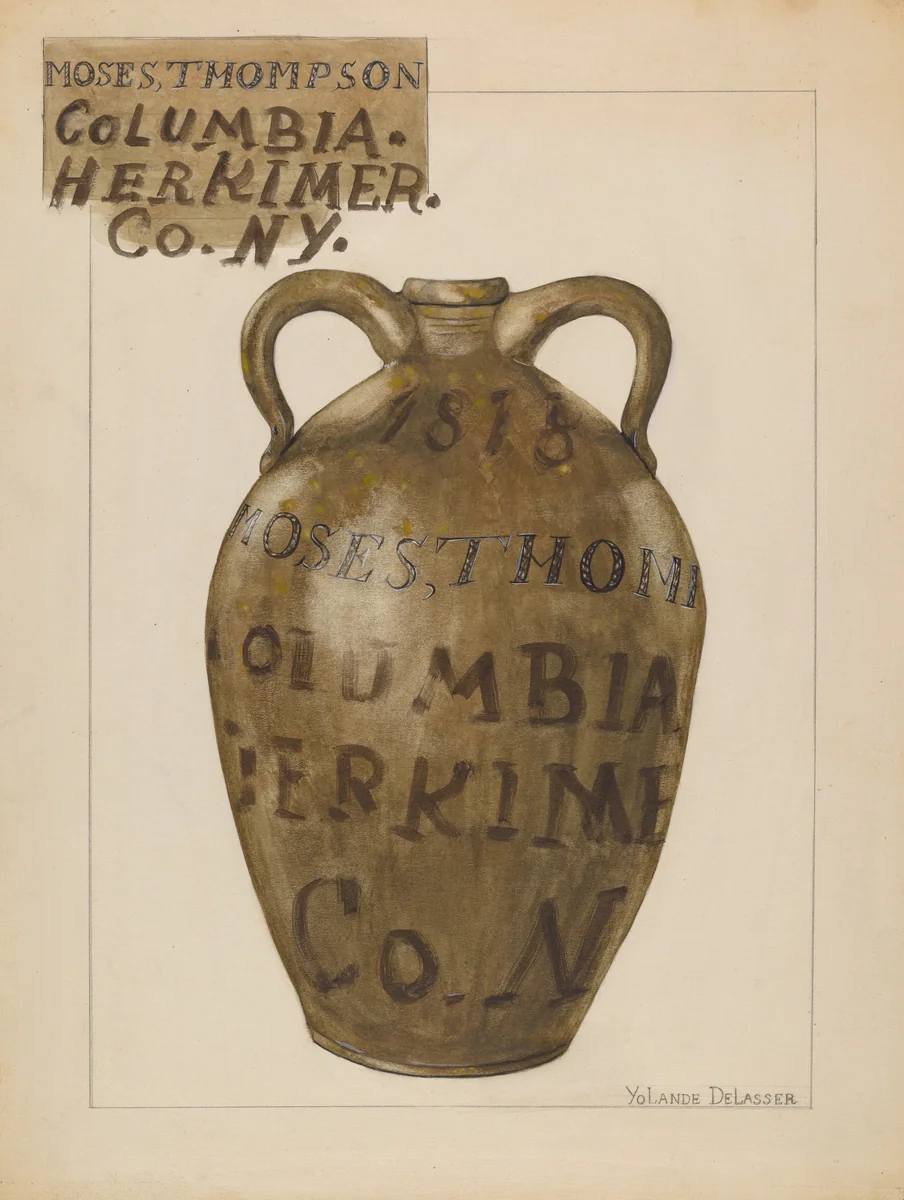 Jug by Yolande Delasser, index of american design, 1936