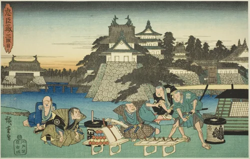 Act 3 (Sandanme), from the series "The Revenge of the Loyal Retainers (Chushingura)" by Utagawa Hiroshige (歌川広重), print, 1829-1844