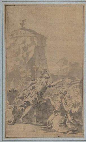 Hector's Farewell to Andromache and Astyanax by Sebastiano Galeotti, drawing, 1676-1746