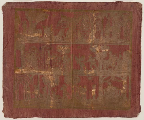 Endpaper with Three Bands of Courtly Scenes by German 18th Century, print, 1700-1799