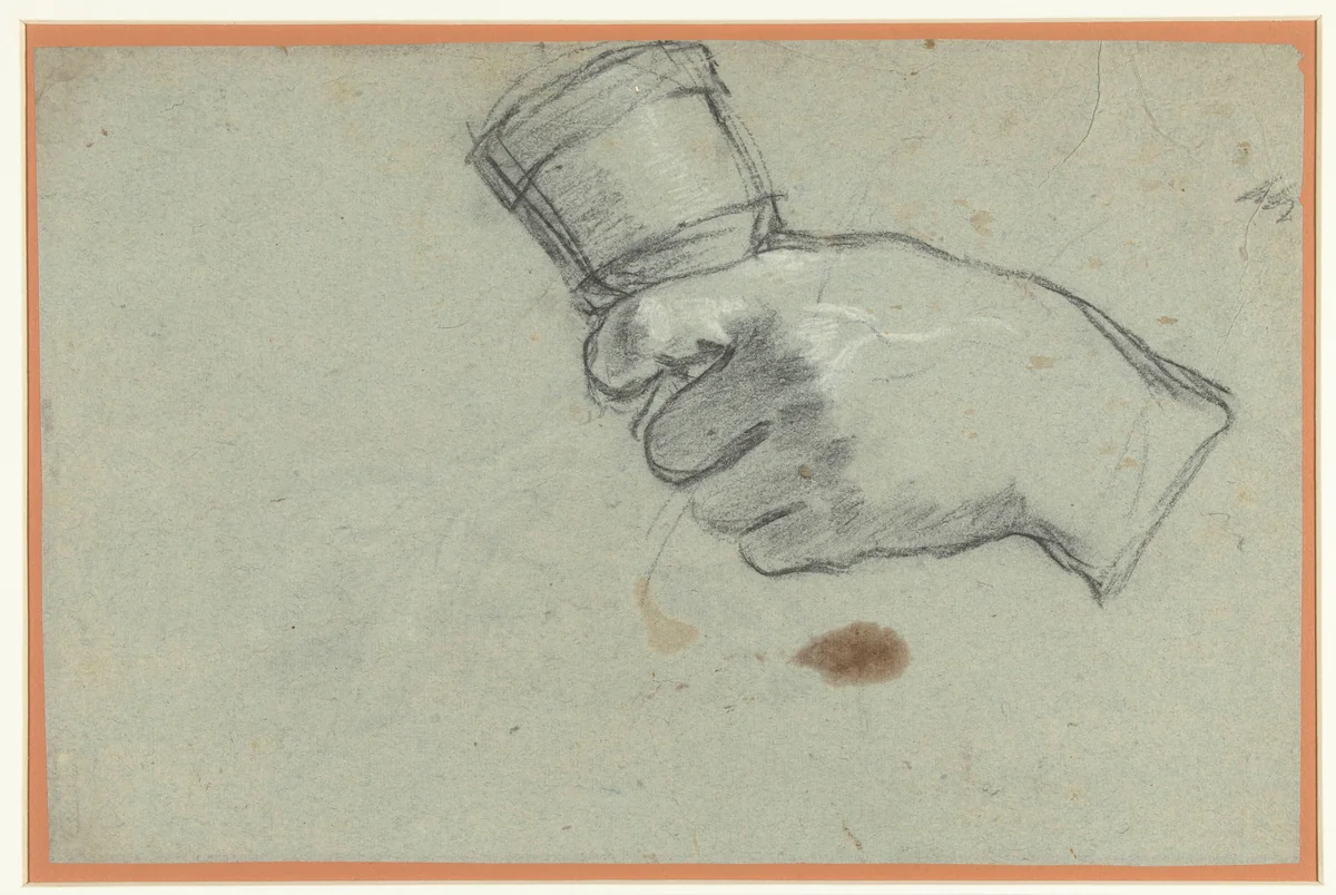 Een hand die een bel vasthoudt by Unknown, drawing, 1588-1660