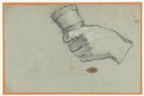 Een hand die een bel vasthoudt by Unknown, drawing, 1588-1660