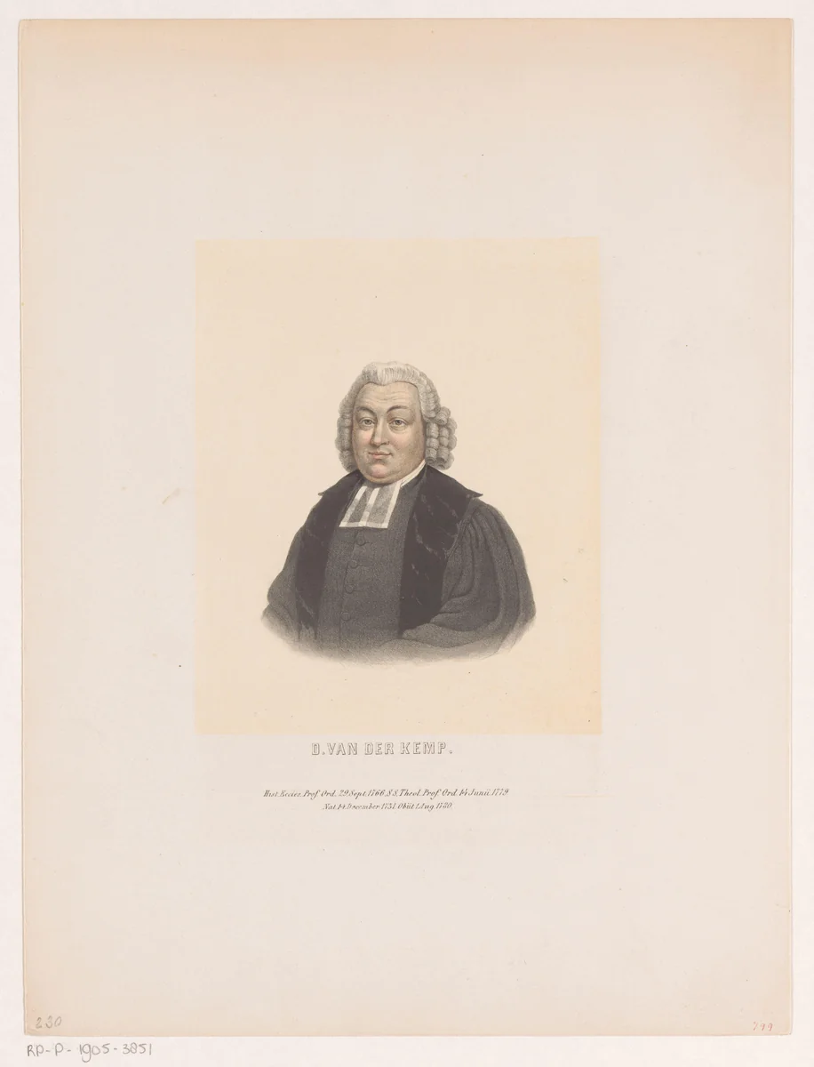 Portret van Didericus van der Kemp by Leendert Springer, print, 1850