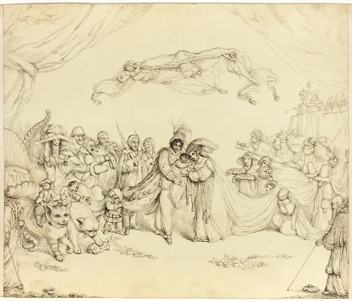 Oberon and Titania, from A Midsummer Night's Dream by Charles Kirkpatrick Sharpe, drawing, 1801-1851