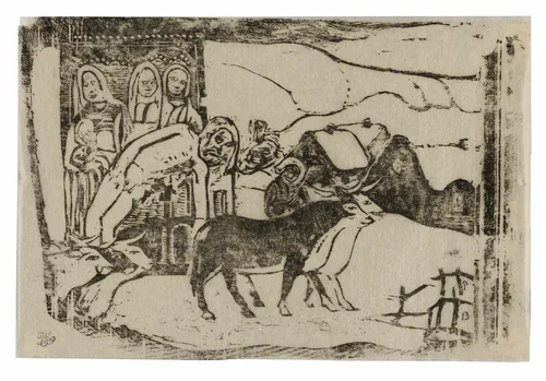 Wayside Shrine in Brittany, from the Suite of Late Wood-Block Prints by Paul Gauguin, print, 1898-1899