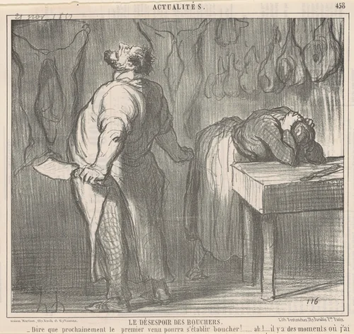 Le désespoir des bouchers by Honoré Daumier, print, 1857