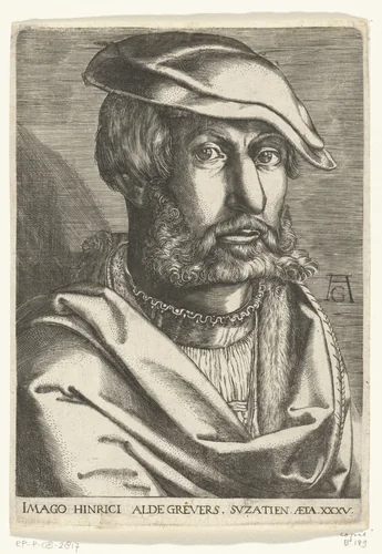 Portret van Heinrich Aldegrever by anonymous, print, 1537-1610