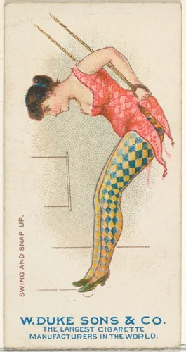 Swing and Snap Up, from the Gymnastic Exercises series (N77) for Duke brand cigarettes by W. Duke, Sons & Co., print, 1887