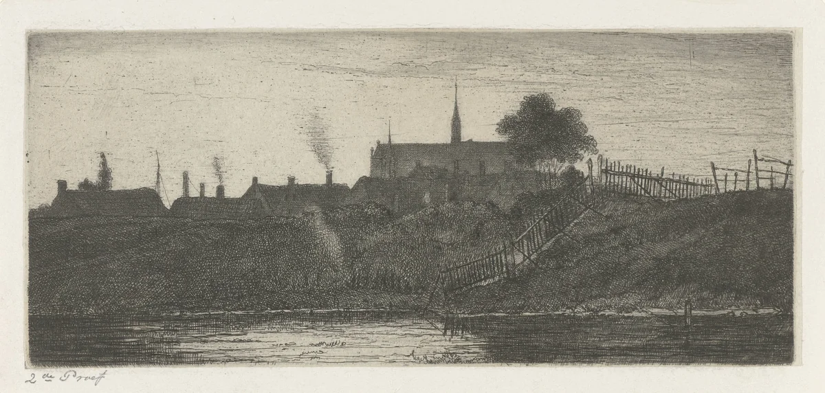 Gezicht op een stad by Jacobus Ludovicus Cornet, print, 1825-1882