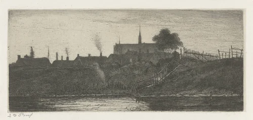 Gezicht op een stad by Jacobus Ludovicus Cornet, print, 1825-1882