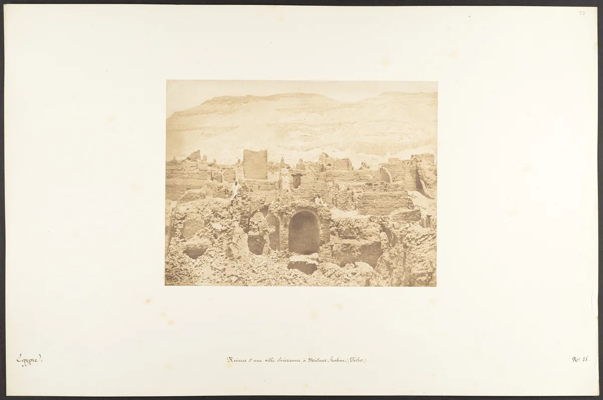 Ruines d'une ville chrétienne, à Médinet-habou (Thèbes) by Maxime Du Camp, photograph, 1849-1850