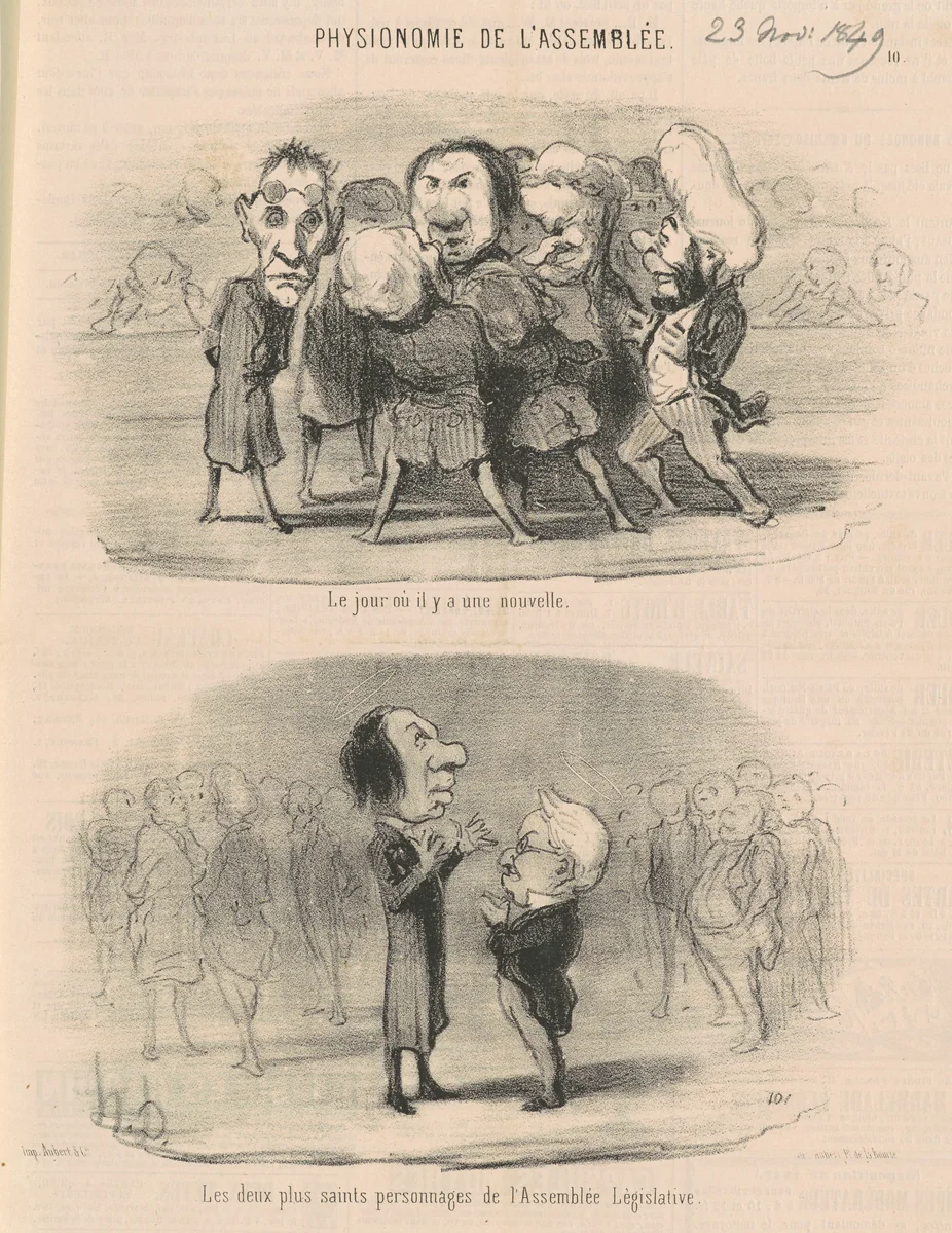 Le jour ou il y a une nouvelle by Honoré Daumier, print, 1849