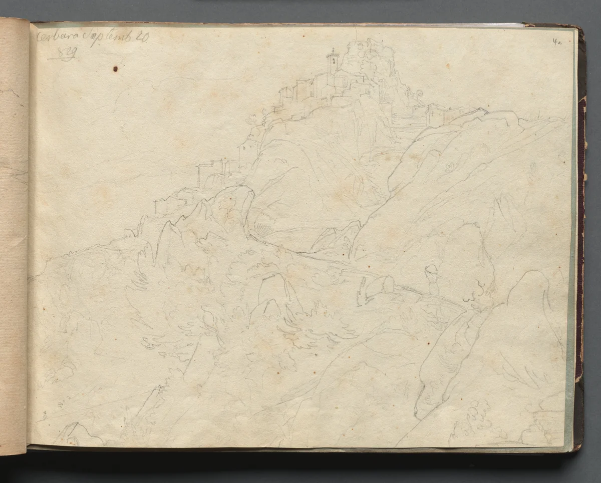 Album with Views of Rome and Surroundings, Landscape Studies, page 04a: "Cervera" by Franz Nadorp, book, 1830-1870