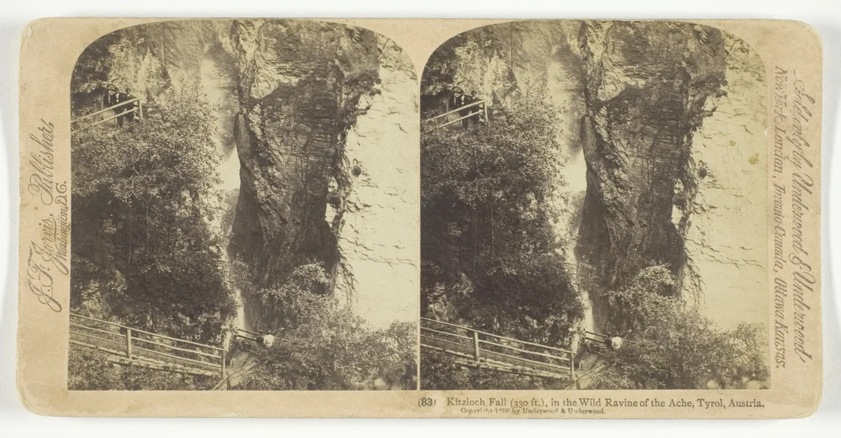 Kitzloch Fall in the Wild Ravine of the Ache, Tyrol, Austria by J. F. Jarvis, photograph, 1898