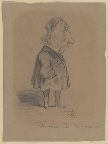 Caricature of Louis Marie de la Haye, Vicomte de Cormenin (alias Timon) by Hippolyte Mailly, drawing, 1859