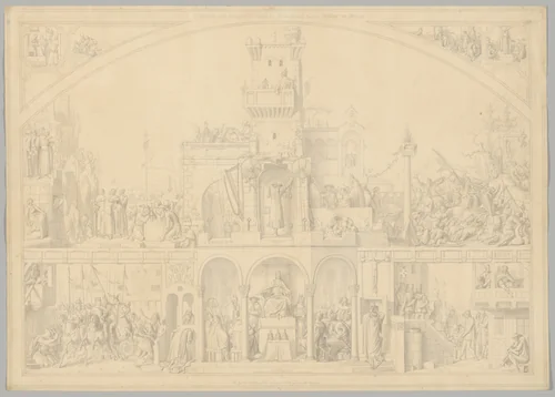Preparatory Drawing for a Print Series on the History of Germany (Die Geschichte des deutschen Volkes in fünfzehn Bildern) by Carl Heinrich Hermann, drawing, 1851-1853