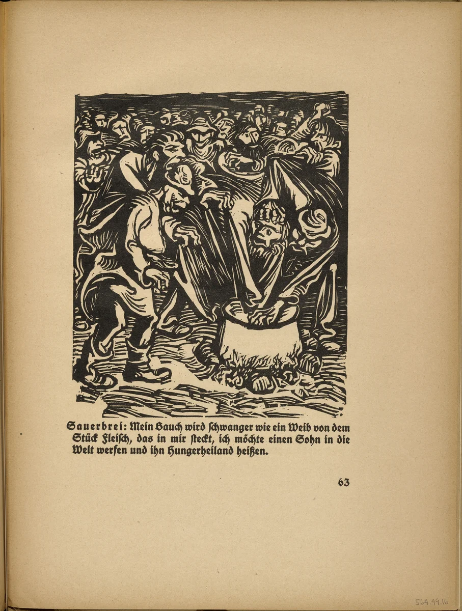 The Cauldron (Der Kessel) (in-text plate, page 63) from Der Findling (The Foundling) by Ernst Barlach, illustrated book, 1922