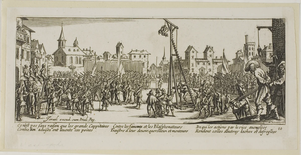The Strappado, plate ten from The Large Miseries of War by Gerrit Lucasz van Schagen, print, 1612-1635