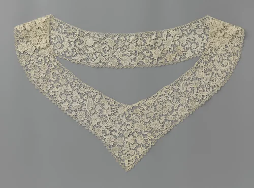 Berthe van naaldkant met veermotief by anonymous, other, 1875-1909