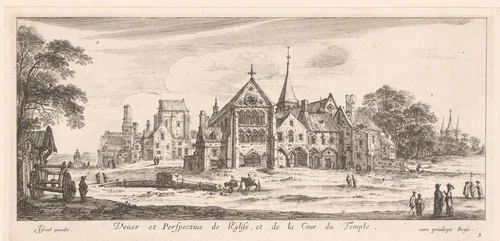 Gezicht op klooster in Parijs by Claude Goyrand, print, 1630-1661